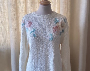 SS1 - Vintage bouclé yarn sweater with applications