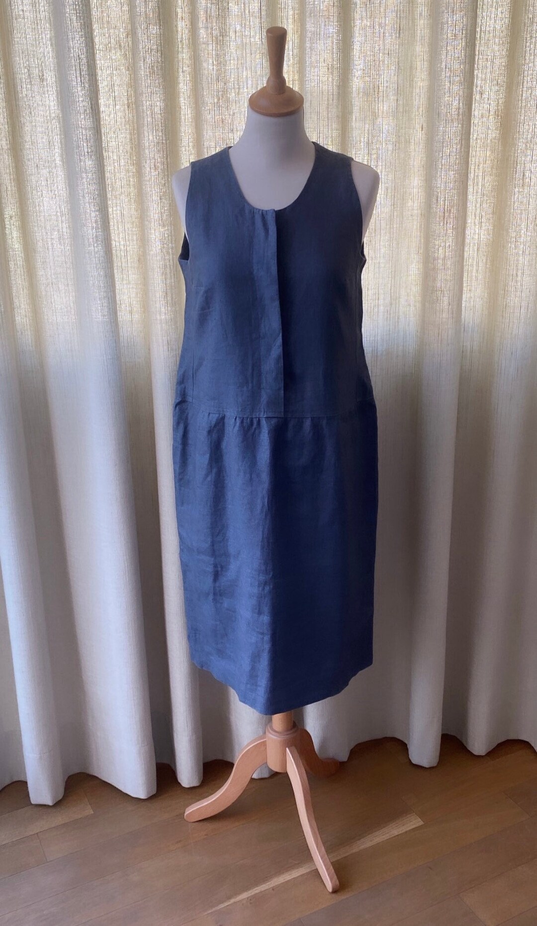 Vintage Sartorial Gray Pure Linen Dress >>> Vintage Sartorial Gray Pure ...