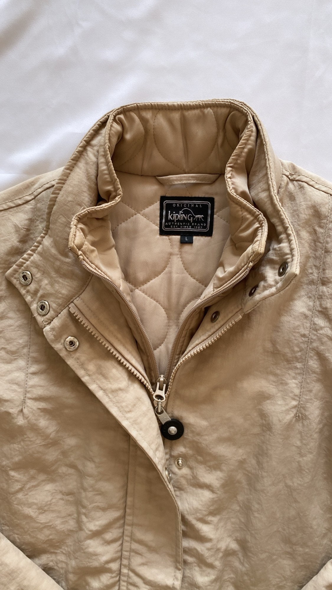 FW22 Beige Kipling Jacket With Logo Beige Etsy
