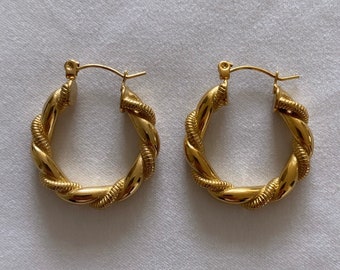 Double Braid Vintage-inspired New 18kt gold-plated earrings - New 18kt gold-plated vintage-inspired earrings