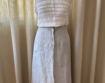 Vintage skirt in pure light grey linen maxi long // Gonna vintage in 100% lino grigio chiaro maxi lunga