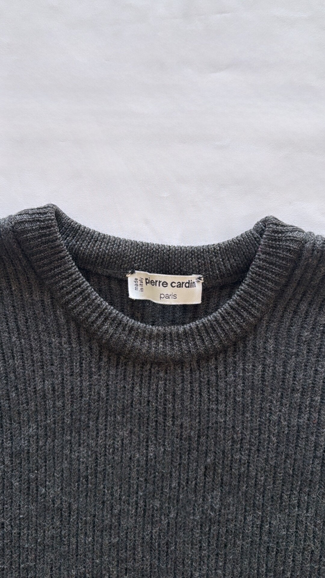 Genderless Sweaters PIERRE CARDIN Vintage Genderless 100% Wool Sweater Dark Grey - Ribbed ...