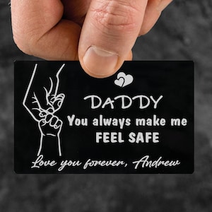 Tarjeta de billetera grabada para el Día del Padre, Tarjeta de mensaje de billetera personalizada, Tarjeta de mensaje personalizada para papá de niños, hijo, hija