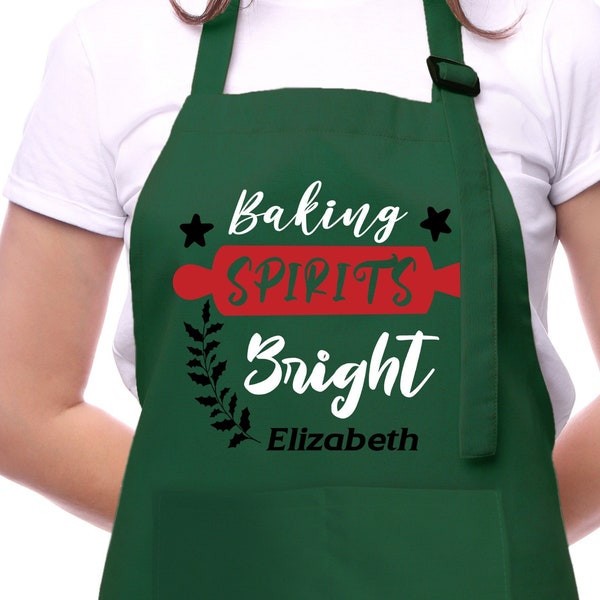 Personalized Cooking Apron for Christmas, Christmas Gift for Mom from Daughter Son, Custom Cute Apron Birthday Gift for Women, Noel Apron