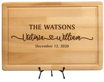 Personalized Cutting Board for Couple, Custom Valentines Day Gift, Engraved Wooden Gift for Couple, Anniversary or Engagement Gift
