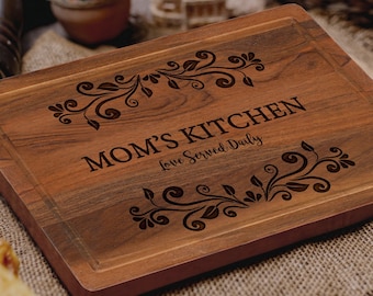 Personalized Mom's Kitchen Design Cutting Board, Gifts for Mom and Grandma, Charcuteria Board for Mother's Day Gift, Home Decor