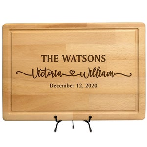 Personalized Cutting Board for Couple, Custom Valentines Day Gift, Engraved Wooden Gift for Couple, Anniversary or Engagement Gift