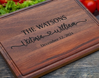 Personalized Cutting Board for Couple, Custom Valentines Day Gift for Wife, Engraved Wooden Gift for Couple, Anniversary or Engagement Gift