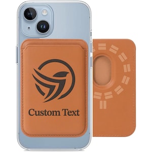Engraved Magsafe Compatible Custom Phone Case for iPhone 16 15 14 13 12, Custom Logo Card Holder, Logo Engraved Christmas Gift