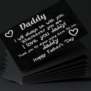 Tarjeta billetera personalizada, tarjeta billetera personalizada para papá, tarjeta de mensaje personalizada para regalo del día del padre, tarjeta de metal grabada