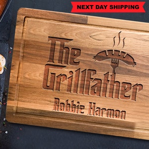 Father's Day Cutting Board for Grill Master, The Grillfather BBQ Board for Men, Custom Dad Birthday Gift, Grilling Tools, BBQ Party Decor