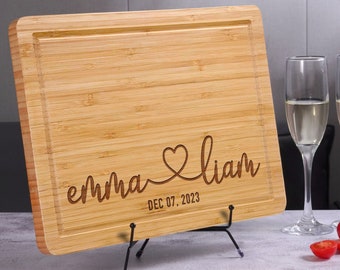 Custom Engraved Cutting Board for Couples, Engagement Gift, Wedding Gift for Newlywed, Housewarming Gift, Gifts for Couples from Friends