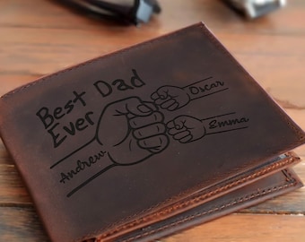 Father's Day Gift, Personalized Men's Wallet, Genuine Soft Black Leather Wallet, Personalized Engraved Gift for Him, Boyfriend, Dad, Husband