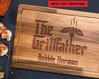 Father's Day Cutting Board for Grill Master, The Grillfather BBQ Board for Men, Custom Dad Birthday Gift, Grilling Tools, BBQ Party Decor