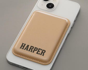 Personalized Gift iPhone Magnetic Card Holder, Magsafe Wallet, Magsafe ID Holder, Custom Engraved Wallet, Leather Wallet, iPhone Accessories