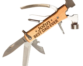 Personalized Multi Tool Pocket Knife, Engraved Pocket Multitool, Knife for Men, Hammer Multitool Gift for Husband Dad Grandpa, Mens Gift