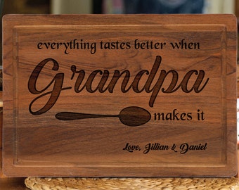 Custom Grandpa Gift for Christmas, Grandpa's Birthday Gift, Personalized Wooden Cutting Board For Grandfather, Papa Gift from Grandkids