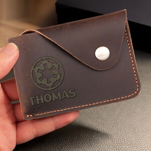 Tarjetero de cuero grabado personalizado, tarjetero personalizado, tarjetero de regalo, minicartera, tarjetero
