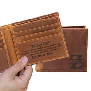 Regalo de Navidad personalizado para hombres, billetera para hombres, billetera de cuero grabada personalizada, regalo de cumpleaños para esposo, papá, abuelo de hija, hijo