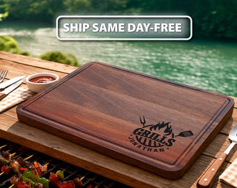 Customized Cutting Board for Chef, Chef's Gift, Personalized Grilling Board for Dad, BBQ Cutting Board for Men, Personalized BBQ Gift