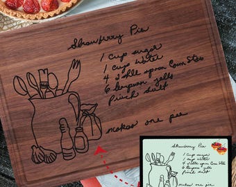 Handwritten Recipe Cutting Board Personalized, Custom Engraved Recipe from Photo, Mother's Day Gift, Family Keepsake