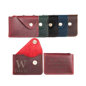 Estuche para tarjetas de presentación personalizado, tarjetero de cuero, billetera de cuero grabada, billetera delgada, regalo para hombres y mujeres, regalo para hombres de negocios