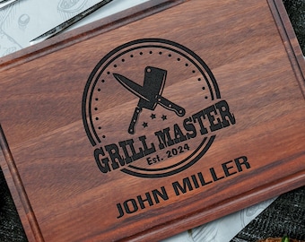Personalized Cutting Board Gift for Dad, Custom BBQ Gift for Men, Engraved Birthday Gift for Boyfriend Husband, Father's Day Gift