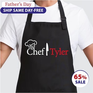 Custom Chef Apron, Apron for Men, Birthday Gift for Men, Father&#39;s Day Gift, Unisex Apron, Gift for Him, Kitchen Apron, Housewarming Gift
