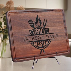 Personalized Grill Master BBQ Cutting Board for Dad or Grandpa, Cutting Board for Father&#39;s Day Birthday Gift, Custom BBQ Board, Gift for Men