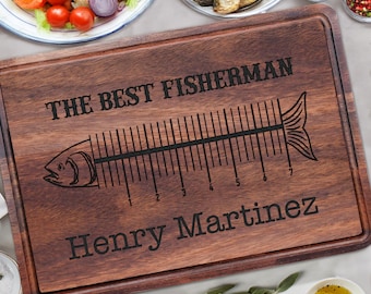 Personalized Fishing Cutting Board, Engraved Fisherman Gift Charcuterie Board, Cutting Board For Fisherman, Fishing Gift For Man, Man Gift