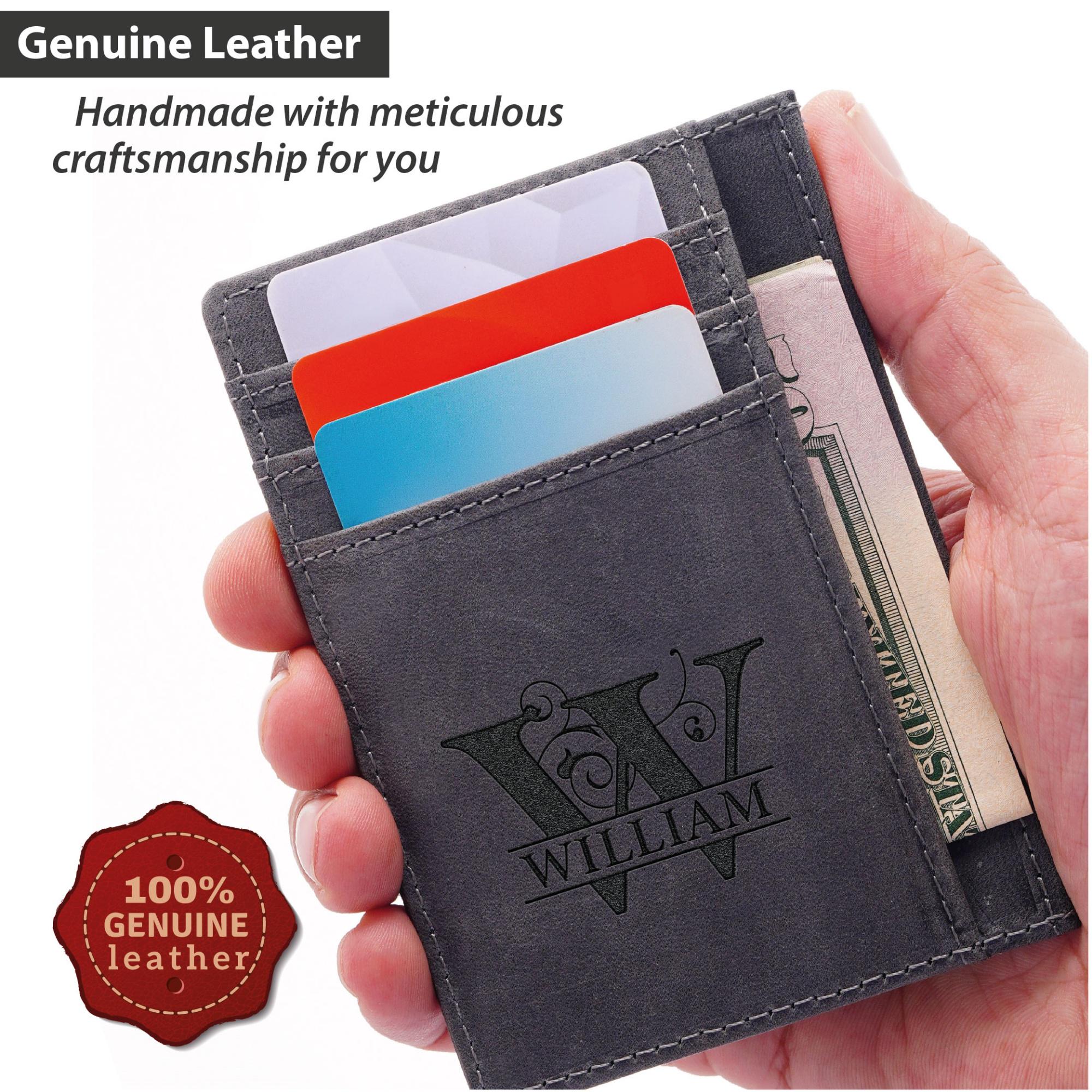 Mini Hand Wallet Personalized Slim Leather Wallet for Men Women, Minimalist Monogrammed ...