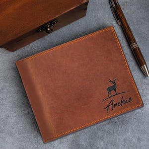 Regalo de aniversario para él, billetera personalizada, billetera para hombre, billetera grabada, billetera de cuero personalizada, regalo para novio para hombre, regalo para papá