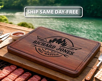 Christmas Dad King of the Grill Personalized Gift, Custom Cutting Board for Dad, BBQ Gifts for Birthday, Gift for Him, Boyfriend, Men, Uncle