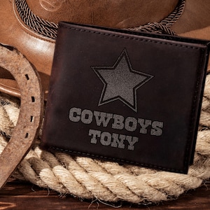 Cartera de Cowboys personalizada, cartera para hombre con grabado personalizado, cartera personalizada como regalo para amantes del fútbol, regalo de cumpleaños o Navidad para fanáticos del fútbol