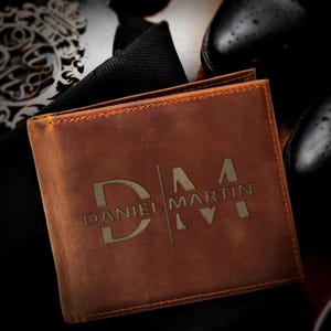 Cartera de cuero para hombre, regalo de la novia para el novio, regalo de bodas, regalo para el suegro, billetera grabada, regalo de Navidad para hombres, regalo de la esposa