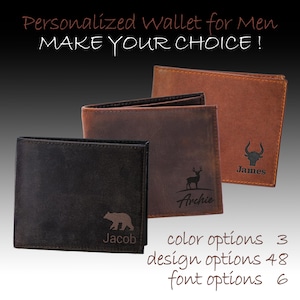 Cartera de regalo personalizada para el Día del Padre para hombres, billetera para hombres, regalo para esposo, papá, abuelo, billetera de cuero personalizada, regalo de cumpleaños personalizado