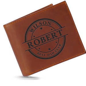 Cartera de cuero personalizada para hombre, regalo para aniversario, graduación, papá, novio, esposo, padre, billetera personalizada con escritura grabada a mano.