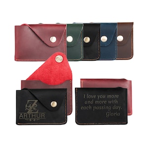 Tarjetero de cuero, tarjetero personalizado, tarjetero con monograma, tarjetero personalizado, minicartera de bolsillo para hombres y mujeres