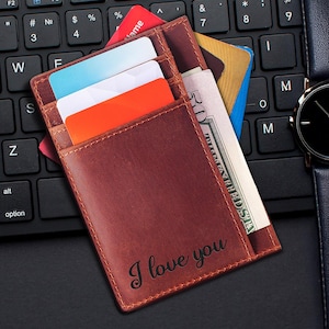 Cartera de cuero grabada personalizada para mujer, regalo para el Día de la Madre, cartera personalizada para esposa, cartera para mamá, regalo de aniversario de cumpleaños para ella