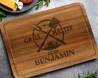 Personalized Grilling Cutting Board, Custom BBQ Gifts for Dad, Engraved Grill Master Board, Father’s Day Gifts for Dad Grandpa