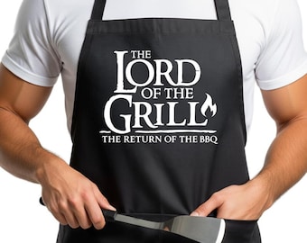 Funny Lord of the Grill Apron, Custom BBQ Apron for Dad Husband, Birthday Gift for Men, Grilling Aprons, Grill Master Gifts