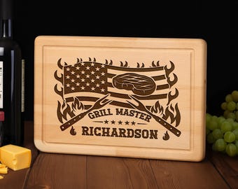 Customized Cutting Board and Apron for Chef, Chef's Gift, Personalized Grilling Board for Dad, BBQ Cutting Board for Men, Barbecue gift,