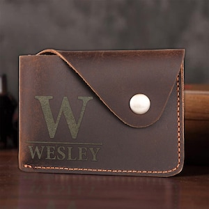 Tarjetero delgado personalizado, tarjetero minimalista, billeteras finas de cuero para mujeres y hombres, billeteras de bolsillo frontal para hombres, organizador de tarjetas