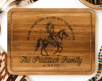 Personalized Native American Cutting Board, Engraved Wood Chopping Board, Southwestern Family Name Gift, Housewarming Gift