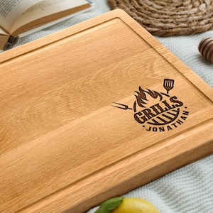 Personalized Fathers Day Gifts, Gift For Dad, BBQ Cutting Board, Custom Boyfriend Gift, Husband Gift for Men, Wood Grill Gift for Him