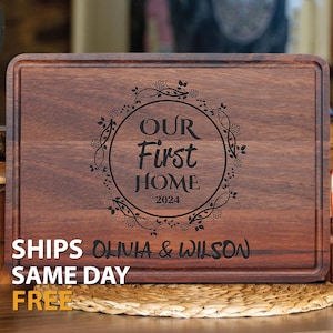 Our First Home, New Home Gift, Housewarming, Custom House Engraved, Charcuterie Board, Cheese Board, House Sketch, Engraved Realtor Gift