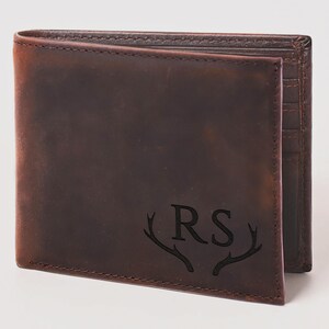 Cartera para hombre con grabado personalizado, cartera de cuero genuino suave, regalo personalizado para él, novio, esposo, papá, día de San Valentín, regalo de Navidad