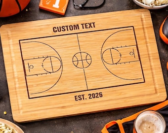 Custom Basketball Court Cutting Board, Personalized Coach Gift, Basketball Fan Gift, Housewarming Present