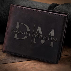 Cartera personalizada para hombre, regalo de cumpleaños, regalo para compañeros de trabajo, regalo de graduación para novio, regalo de Navidad para hombre, cartera de cuero grabada