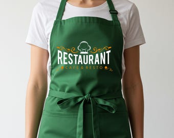 Custom Logo Apron,Personalized Apron with pockets, Custom Apron,Mens Aprons, Womens Apron, Custom Text Apron, Logo Apron, Personalized Apron
